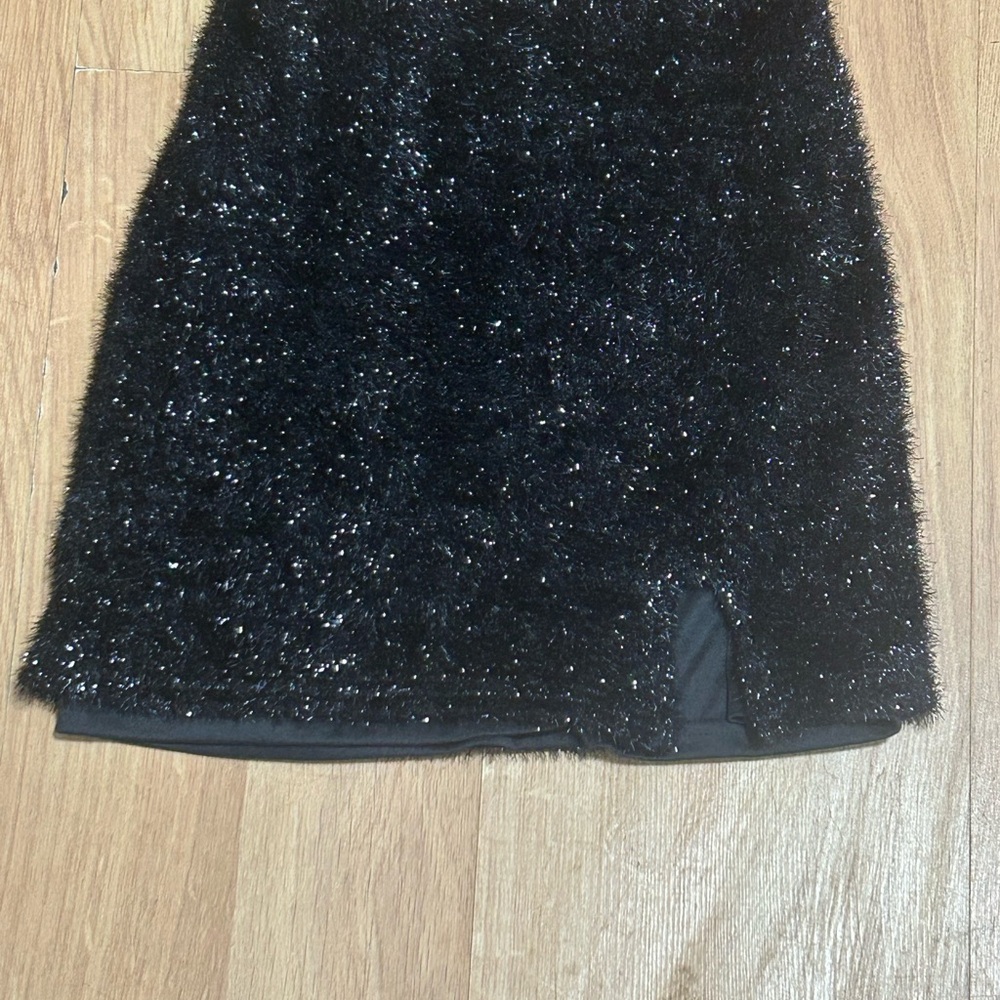 Stylish Black Fuzzy Kids Skirt